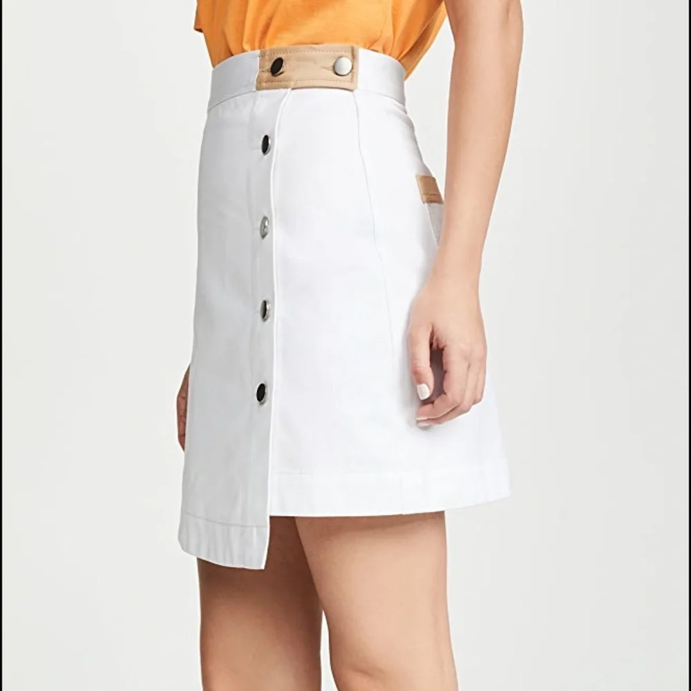 🛑CLEARANCE‼️ 🆕 BLDWN Alexis Asymmetrical Button-Down Skirt White and tan